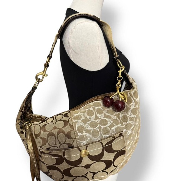 Y2k Coach Signature Patchwork‎ Brown Hampton Large Hobo 2006 Glam - Picture 3 of 8